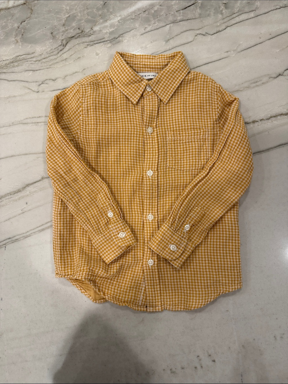 Janie and Jack Golden Yellow Gingham Button-Down Shirt